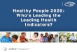 Healthy People 2020--Who's leading the Leading Health Indicators? · 2017. 8. 1. · the Healthy People 2020 Leading Health Indicators To receive the latest information about Healthy