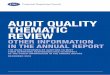 AUDIT QUALITY THEMATIC REVIEW...Financial Reporting Council Audit Quality Thematic Review 1 Executive Summary 1 1.1 Overview 1 1.2 Our key messages 2 1.3 Summary of our findings 3