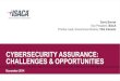 CYBERSECURITY ASSURANCE: CHALLENGES & OPPORTUNITIES · 2017. 5. 27. · ISACA “Trust in, and value from, information systems” Global association serving 115,000 IT security, assurance,