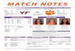MATCH NOTES · 19 hours ago · on their 4-2-1 home record against Virginia Tech. • This match will mark the ACC opener for both squads as the Tigers are coming off a 4-0 victory