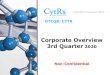 3rd Quarter Corporate Overview - cytrx.com€¦ · Corporate Overview 3rd Quarter 2020 Non-Confidential OTCQB: CYTR. 1 CytRx Safe Harbor Statement THIS PRESENTATION CONTAINS FORWARD-LOOKING