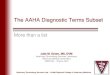 The AAHA Diagnostic Terms Subset - vtsl.vetmed.vt.edu...The AAHA Diagnostic Terms Subset More than a list ... • Step 1: VTSL terminologists make a first pass mapping –Map each