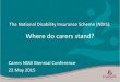 The National Disability Insurance Scheme (NDIS) NDIS - Where do carers... · Getting the answers • Policy analysis • Attending meetings and forums • Contact with FACS, ... •