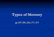 Types of Memory - Wofford CollegeTypes of Memory pp 247-255, 266, 271-273 Information processing model ry Sensory memory Senses Vision: iconic memory Auditory: echoic memory Purpose?