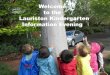 Welcome to the Lauriston Kindergarten Information Evening...Michael House. 8.45-9.20 Quiet activities while teachers welcome each child and help them to settle. 9.20-10.30 Indoor activities