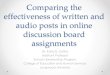 Comparing the effectiveness of written and audio posts in ...blogs.longwood.edu/assessconference2015/files/2015/01/Collins... · assessment of the audio files. In order to refer back