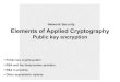 Network Security Elements of Applied Cryptography · Network Security Elements of Applied Cryptography Public key encryption Public key cryptosystem RSA and the factorization problem