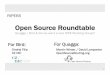 Open Source Roundtable · Popular Open Source Software & Status Overview of Bird, Quagga, OpenBGPd, Xorp RIPE Working Group? Should we consider a RIPE WG for Open Source Projects?
