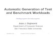 Automatic Generation of Test and Benchmark Workloads...Benchmark Suites A family of nonredundant benchmark programs having a variety workload characteristics (e.g. numeric [int and/or