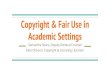 Copyright & Fair Use in Academic Settings 3.21... · a fair use of the photos? Fair Use Factors: 1. Purpose and character of the use Nonprofit, educational, transformative uses favored