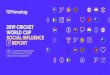2019 CRICKET WORLD CUP SOCIAL INFLUENCE REPORT ICC CRICKET WORLD CUP 2019 SOCIAL INFLUENCE REPORT 2018