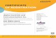 Alpha Controls & Instrumentation Inc. - CERTIFICATE OF ......Distribution of measurement instrumentation and control products including calibration (including on-site/field calibration),service