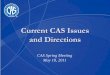 Current CAS Issues and Directions...International at its March 2011 meeting: The CAS will utilize an International Cooperation Model to support the mission to advance the body of knowledge