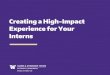 Creating a High-Impact Experience for Your Interns · Director –Internship Project Career & Internship Center Details: 12.5 years in center 1+ years in this role Goal –ensuring