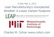 Friday May 3, 2013 Lean Manufacturing's Unexpected ...ctl.mit.edu/sites/default/files/Cohon MIT 2013.pdf · 16 FNGP (seal & gasket mfr.) Ligonier, Indiana Feet2utilized 23001200 Units/worker/mo