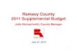 Ramsey County 2011 Supplemental Budget · Design work for Keller Golf Course Normal CIP projects Includes FTE reductions but minimizes employee layoffs Includes limited, strategic