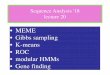 MEME • Gibbs sampling • ROC • modular HMMs • Gene findingStochastic version of MEME. (1) Choose initial (or random) guesses of motif locations. (2) Calculate the motif model