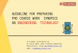Guideline for Preparing PhD Course Work Synopsis on Engineering Technology - Phdassistance