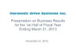 Presentation on Business Results for the 1st-Half of Fiscal Year …€¦ · Revised consolidated results forecast for fiscal year ending March 31, 2013. FY ended Mar. 31, 2012 Forecasts
