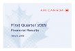 First Quarter 2009 - Air Canada · May 8, 2009 First Quarter 2009 Financial Results. Table of Contents ... *$26 million favourable adjustment removed from 4th quarter 2007 revenues