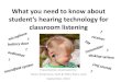 What you need to know about hearing technology equipment ...€¦ · Children with Hearing Loss Need …hearing technology (personal or speaker systems) Any child in ANY situation