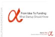 From Idea To Fundingbinus.ac.id/wp-content/uploads/2018/06/From-Idea-To-Funding.pdf · STARTUP STATUS PITCHING CAPABILITY. QUESTIONS & ANSWERS. STARTHUB CONNECT EVENT OCT 2018 AMPLIFY