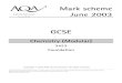 GCSE Chemistry (Modular) June 2003 Mark Scheme€¦ · Chemistry (Modular) - GCSE Mark Scheme 2 3.2 Marking of lists This applies to questions requiring a set number of responses,