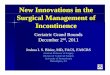 New Innovations in the Surgical Management of Incontinence€¦ · New Innovations in the Surgical Management of Incontinence Geriatric Grand Rounds December 2nd, 2011 Joshua I. S