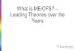 What is ME/CFS? – Leading Theories over the Years · Why ME rather than CFS? • The 2011 International Consensus Criteria definition of ME that is shared by many experts globally