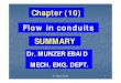 Chapter (10) · 2013. 11. 6. · Equation (10.22) is called Darcy-Weisbach Equation 64 min :For La ar Flow f = R e 2 0 8 1 = R f − : log( ) . f For Turbulent Flow e. ... The problems