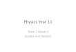 Physics Year 11 · speed = distance time dis velocity lacement time Velocity is a vector quantity and has both magnitude and direction. It can be described as the speed in a particular