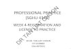 PROFESSIONAL PRACTICE (SGHU 4342) CHOON...2020/02/04  · PROFESSIONAL PRACTICE (SGHU 4342) WEEK 4-REGISTRATION AND LICENCE TO PRACTICE SR DR. TAN LIAT CHOON 07-5530844 016-4975551