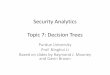 Security Analytics Topic 7: Decision Trees - Purdue University · 2017. 9. 12. · –A description of an instance, x X, where X is the instance language or instance space. ... W