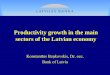 Productivity growth in the main sectors of the Latvian economy · productivity was observed for all main sectors, excluding manufacturing and construction in 2007. • Two main factors