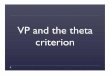 VP and the theta criterion - BYU Linguistics & English ... · Theta roles Agent – the argument that performs an action Force – entity that instigates an action, but not consciously