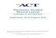 Electronic Student Record Layout - The ACT · 2019. 11. 25. · 1 Electronic Student Record Layout Colleges & Universities September 2019–August 2020 This document is designed to