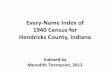 Every-name index to 1940 Hendricks County census · 2019. 11. 16. · Adams Galen 71 Indiana Eel River Township Town of North Salem 32-7 5A Adams Gennie S. 87 Indiana Lincoln Township