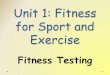 Unit 1: Fitness for Sport and Exercise of the fitness...predicting %of body fat Advantages – provides accurate score for body fat percentage Disadvantages – complicated and requires