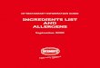 INGREDIENTS LIST AND ALLERGENS · 2020. 9. 11. · This Ingredient & Allergen Information Guide provides further information about the make-up of our meals, the ingredients that are