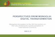 Perspectives from Mongolia: Digital transformation · 2020. 11. 18. · 17-11-20 3 Background Information Area: 1.5 mln.km2 Population: 3.2 mln. (2019), 2 people per 1 km2 Capital