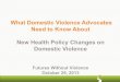 What Domestic Violence Advocates Need to Know About New ...futureswithoutviolence.org/userfiles/file... · Mental health prenatal and postpartum ... There may be wide variation between