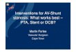 Interventions for AV-Shunt stenosis: What works best – PTA, … · Stents in AV Graft Stenosis Author Yr Design n Outcomes Vogel 2005 Retrospectiv e 60 Less restenosis (7% vs 16%