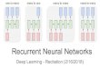 Recurrent Neural Networksbhiksha/courses/deeplearning/...The Backpropagation Through Time (BTT) Algorithm Different Recurrent Neural Network (RNN) paradigms How Layering RNNs works