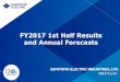 FY2017 1st Half Results and Annual Forecastsglobal-sei.com/ir/library/pdf/20171114ceo_e.pdf · Electronics 118.0 (7.3) 110.0 0.0 119.5 1.0 +1.5 +8.3 +9.5 +1.0 Environment and Energy