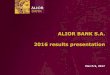 ALIOR BANK S.A. 2016 results presentation479121f9-4fcc-443d-9421... · 2017. 3. 9. · 5 RECORD BOTTOM LINE GROWTH – DOUBLED COMPARED TO 2015 M PLN 2016 2015 ch. yoy (%) Total revenues