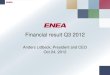 Financial result Q3 2012 - Enea · ‒ More than 250M of the 325M LTE population coverage is powered by Enea OS Solutions. ‒ Enea OS Solutions run in more than half ... Outlook