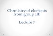 Chemistry of elements from group IIB Lecture 7 - BSMU€¦ · Overall characteristic of the elements from IIВ group 65 30 II В n = 4 Zn ns2(n - 1)d10; outer shell 2ē preouter shell
