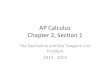 AP Calculus Chapter 2, Section 1 · 2013. 10. 7. · AP Calculus Chapter 2, Section 1 The Derivative and the Tangent Line Problem 2013 - 2014 . ... sided limits exist and are equal