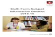 Sixth Form Subject Information Booklet 2018 19€¦ · An understanding and ability to apply the fundamental princi-ples and concepts of computer science, including: abstrac-tion,