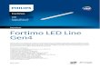 Datasheet Fortimo LED Line Gen4Fortimo LED Line 2ft 2200lm 850 1R HV4 Parameter Min Typ Max Unit Luminous flux 2055 2222 2389 lm Module efficacy 157 174 192 lm/W Correlated color temperature